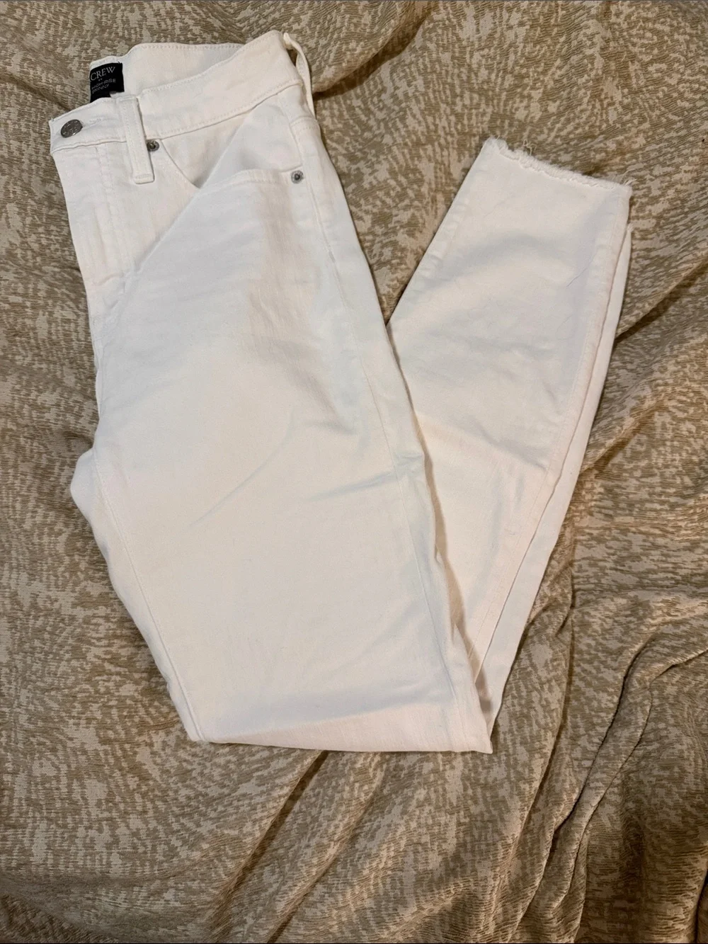 J. Crew White Skinny Jeans — Clean High-Rise Silhouette